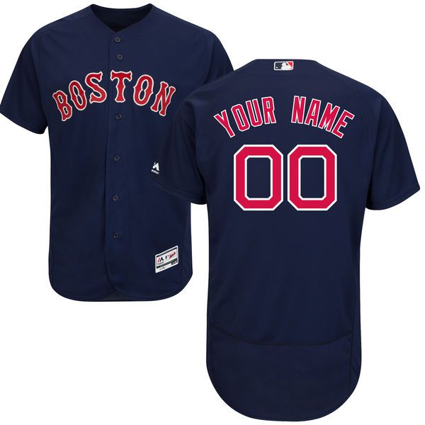 Men Boston Red Sox Majestic Alternate Navy Blue Flex Base Authentic Collection Custom MLB Jersey